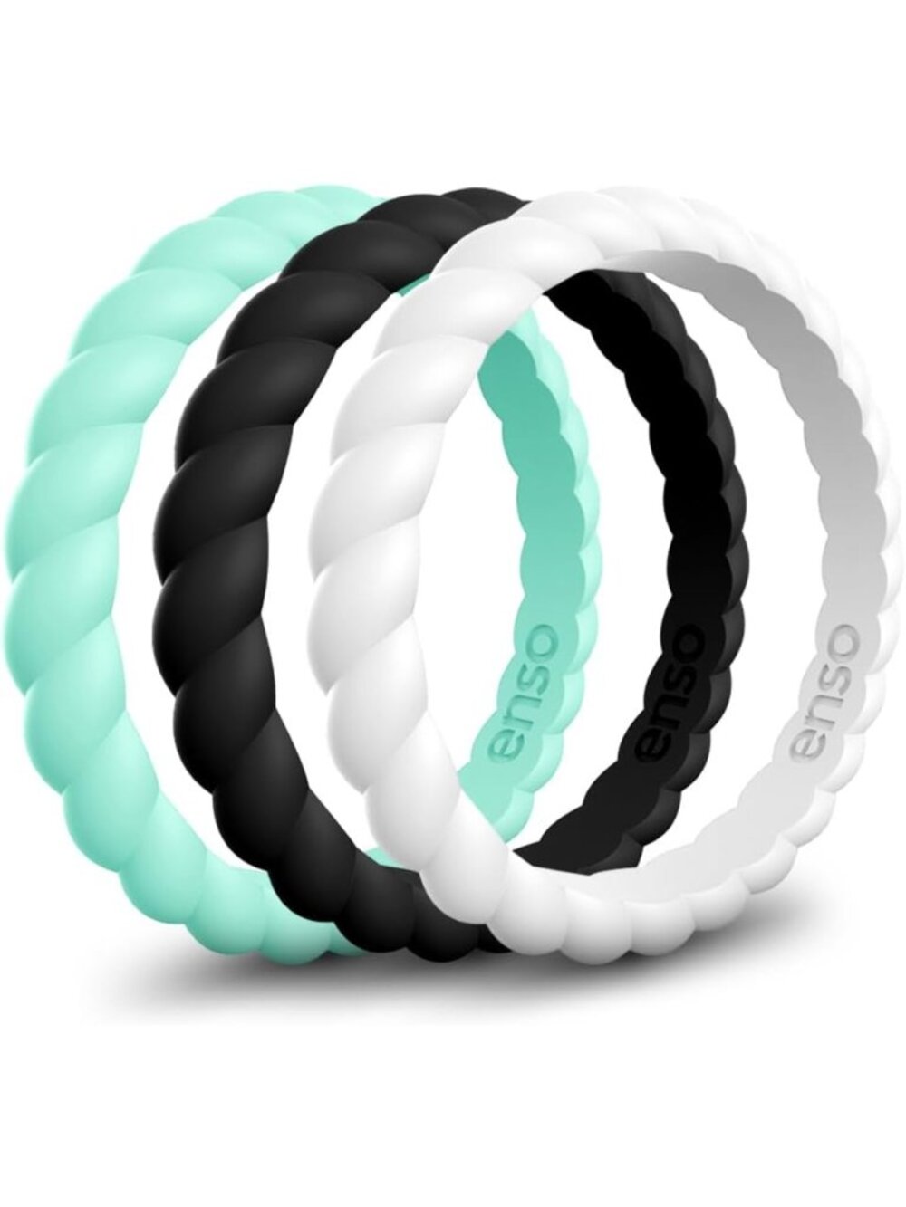 Stackable Braided Silicone Wedding Rings - Comfortable, Flexible Multi-Pack
